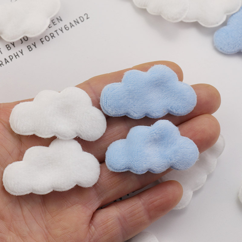 42*23MM double plush white cloud applique DIY headdress hairpin bow decorative accessories clothes hat shoes seam