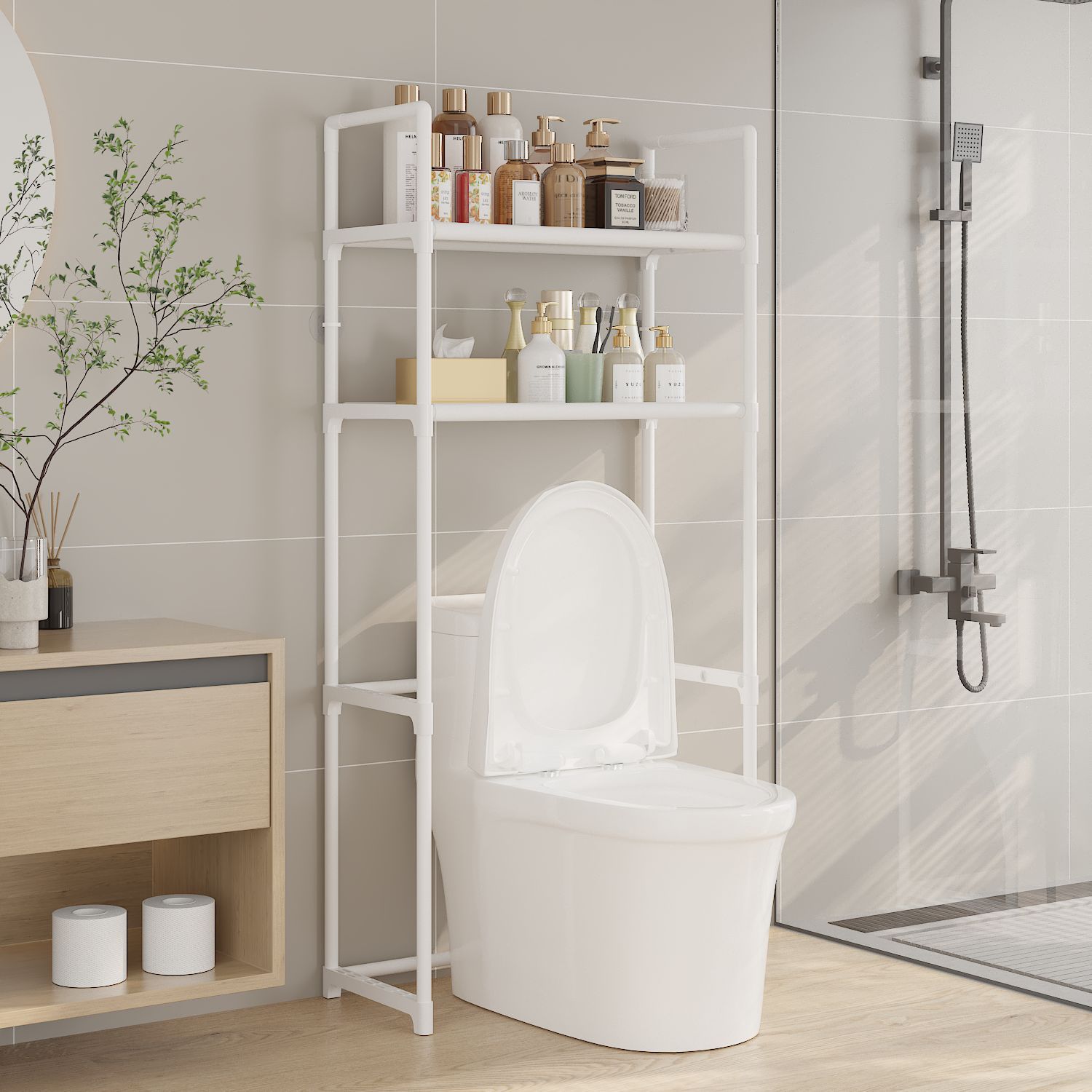 Washing Machine Shelf Above Toilet Toilet Hand Washing Toilet Bathroom Floor-Standing Punch-Free Storage Rack Wholesale