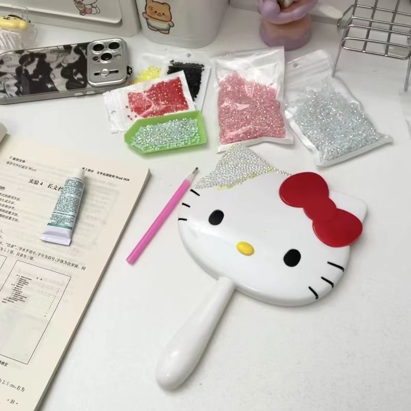 Hello Kitty Diamond Makeup Mirror for Best Friend and Girlfriend, Bring Your Own Tools DIY Handmade Diamond Makeup Mirror Tools