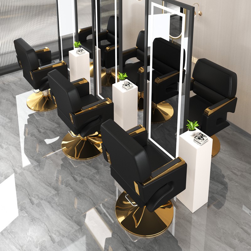 Simple Hairdressing Chair for Barbershop, Suitable for Perming, Dyeing, and Haircutting, with Rotating and Lifting Features, Leather Hairdressing Chair for Salon