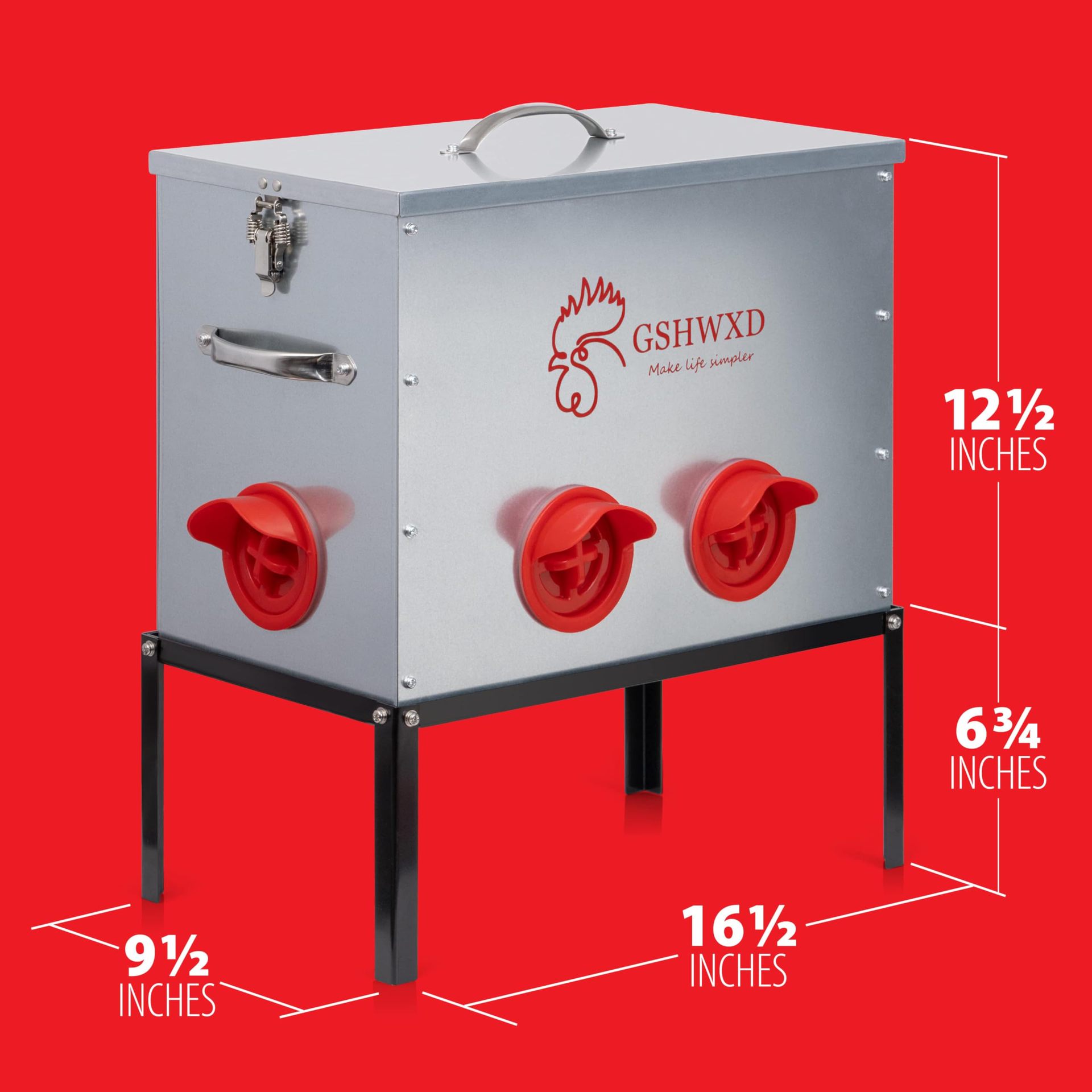 Cross-Border Hot Selling Galvanized Chicken Feeder, Waste-Free Split Metal Poultry Feeder, Large Capacity Portable