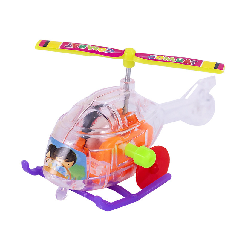 New Wind-Up Helicopter Gliding with Propeller That Can Be Rotated, Wind-Up Transparent Small Airplane Toy Wholesale