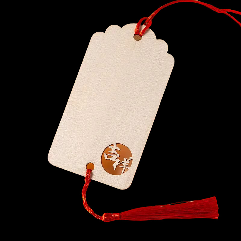 Wishing Card Wooden Hanging Tag Blessing Hanging Tree Scenic Spot Holiday Decoration Wood Color Blank Handwritten Small Wooden Card Wish Card
