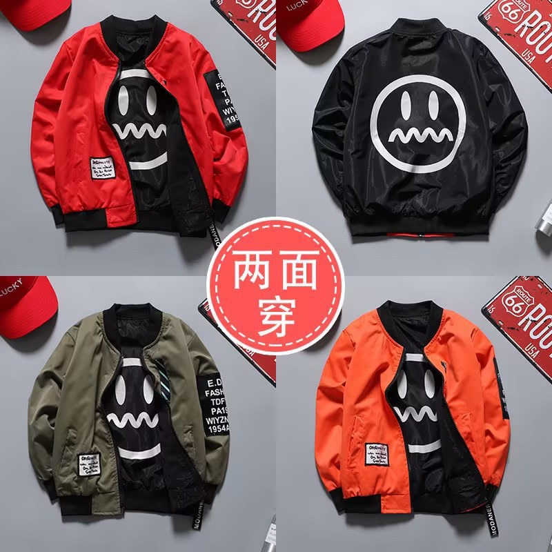 Cross-border Men's Spring Wear Double-sided Jacket Big Children's 2025 Spring and Autumn Children's Baseball Suit Fashion Jacket Trendy Men