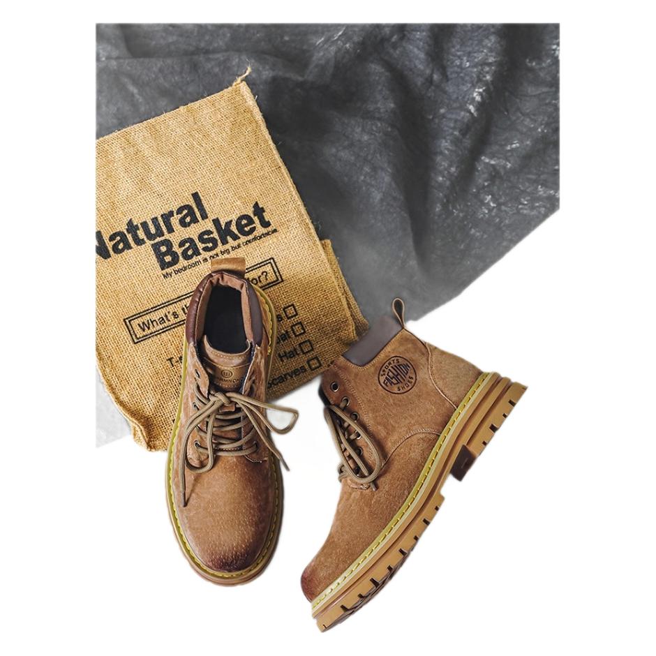 Martin boots 2023 spring and autumn new thick-soled men's big head English style short boots middle rhubarb boots 8122-R