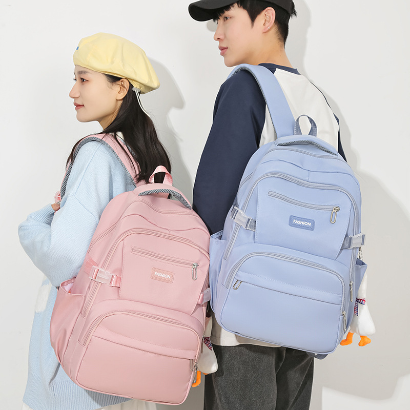 New Style Backpack Korean Version Large Capacity Weight-Reducing Backpack Solid Color Versatile Unisex Student School Bag Casual Travel Backpack