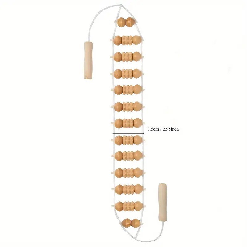 Household Back Strip Massager Wooden Massager Back Pull Artifact Openable Back Roller Massage Fitness Tool