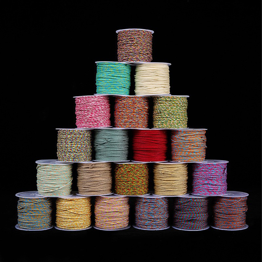 Hand-Rolled Cotton Thread 18 Strands 20m Ethnic Style Dragon Boat Festival Rice Dumpling Rope Bracelet Necklace Tassel Wiring Cotton Thread Rope