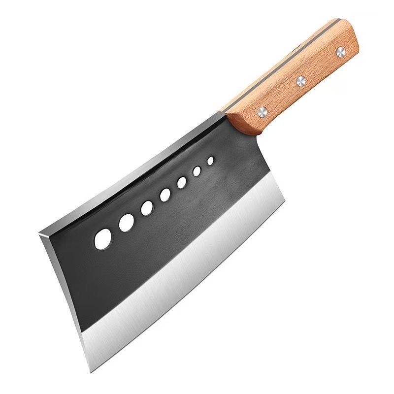 Seven-Star Kitchen Knife Bone Cleaver Household Hand-Forged Chopping Knife Dual-Purpose Large Kitchen Bone Cleaver Solid Wood Handle