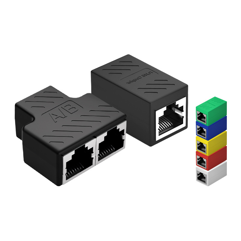 Gigabit Rj45 Network Straight-Through Connector Branch Extender Network Cable Docking Device One-To-Two Network Cable Docking Connector