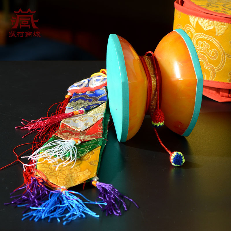 Imported from Nepal tambourine drum mulberry sheepskin Xizang square drum round drum pattern drum table top ornaments
