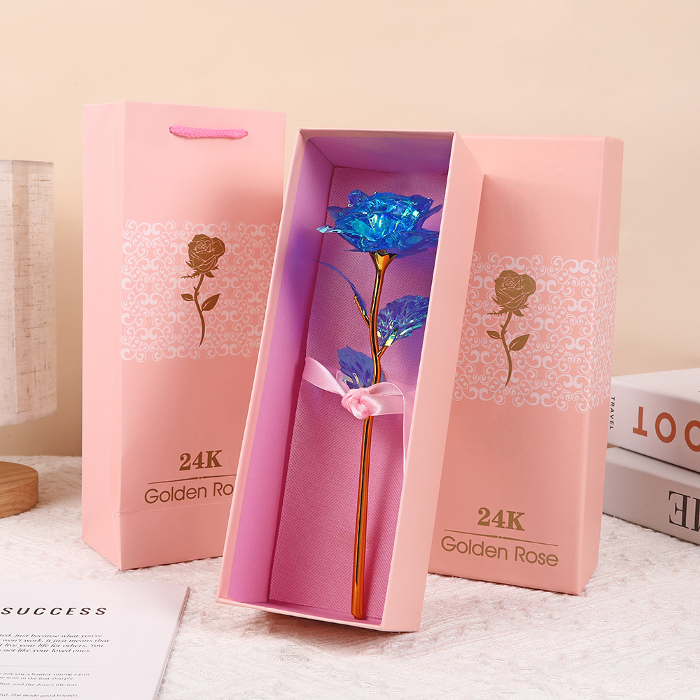 Gold Foil Rose Gift Set Single Gold Foil Artificial Flower Gift Box Teacher's Day Eternal Flower Gift Box