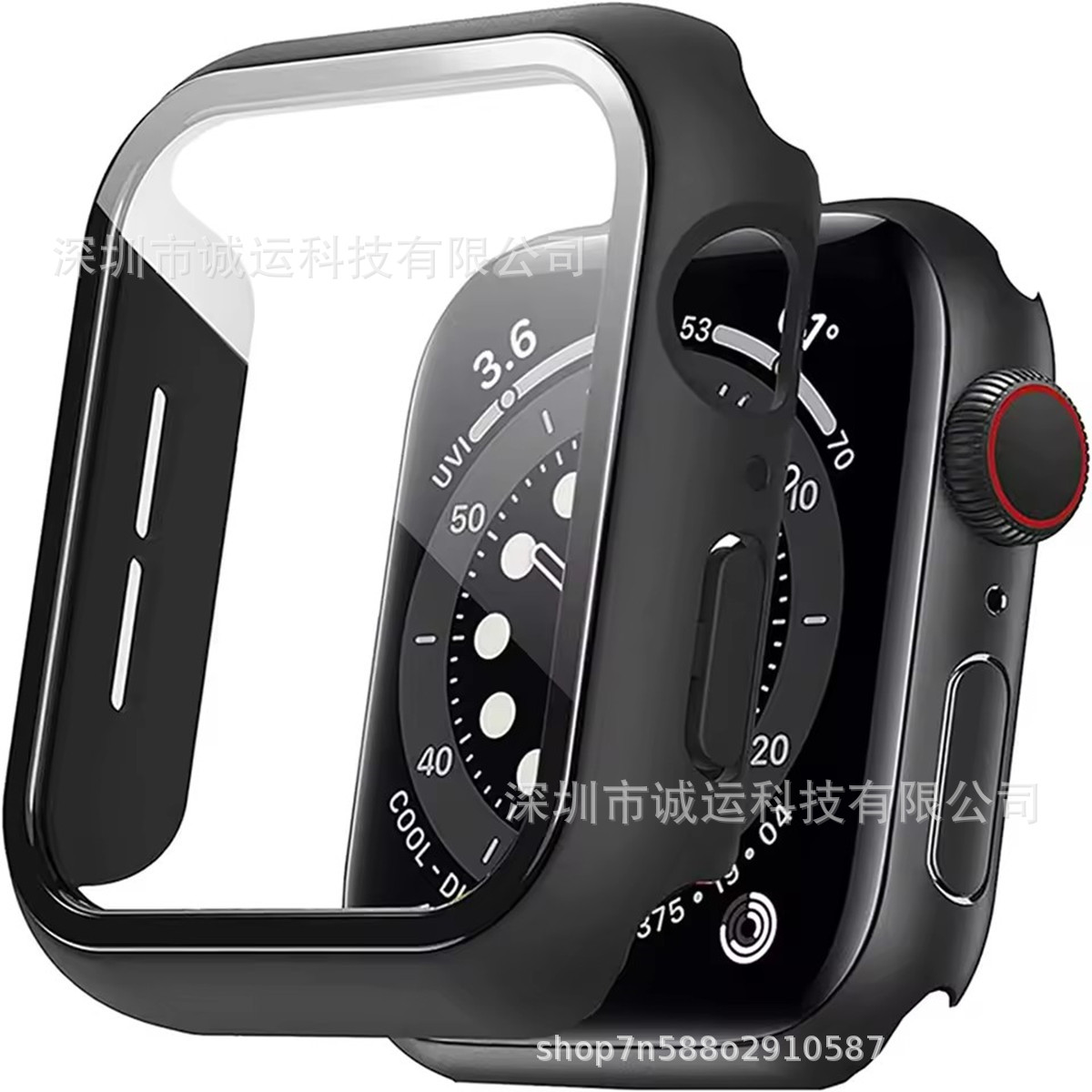 Чехол для Apple Watch 46mm с кнопкой, ПК, закаленное стекло, матовый, интегрированный, защитный чехол applewtach10