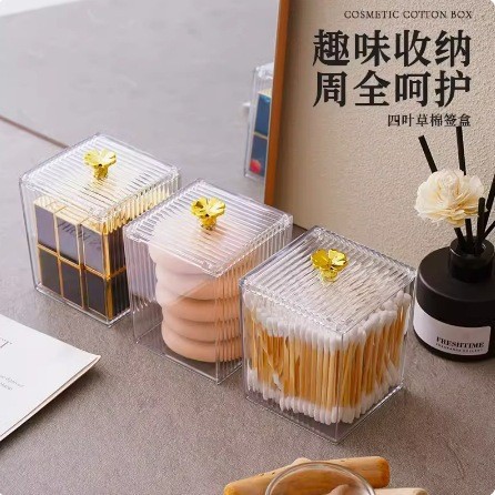 Прозрачная коробка для хранения, настольная коробка для ватных палочек, коробка для зубной нити, школьная офисная коробка для заметок, настольное хранение