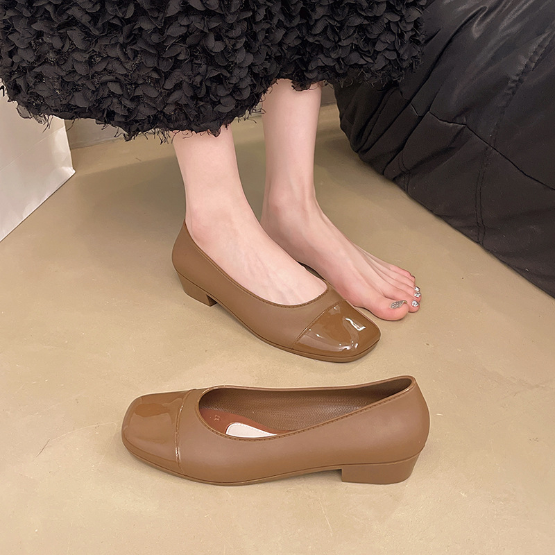 Korean Style New Versatile Women's Heels Fashion Internet Celebrity Shopping Mid-Heel Shoes Lady Closed-Toe Sandals Women's Outdoor Shoes