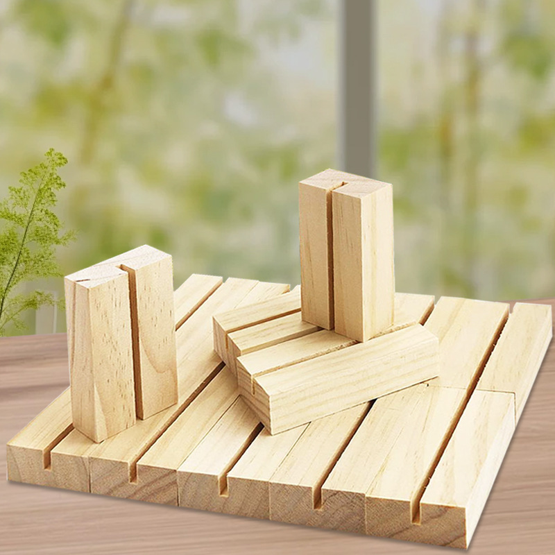 Creative Wooden Postcard Stand Wooden Base Card Desk Calendar Solid Wood Base Calendar Photo Message Display Stand