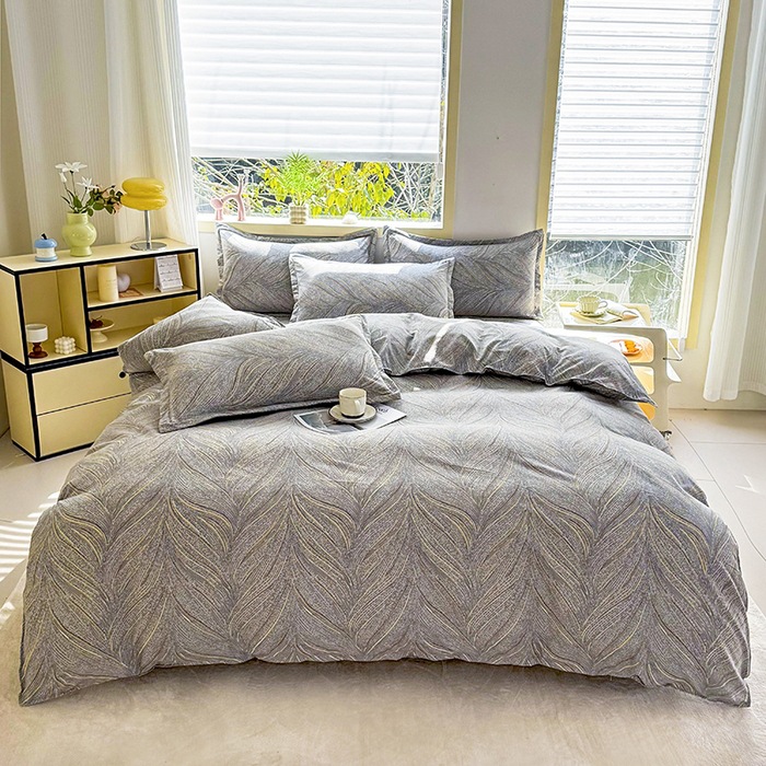 Bed Sheet Four-piece Quilt Cover Summer Single Student Dormitory Three-piece Set Four-piece Single-piece Quilt Cover Cartoon Plant