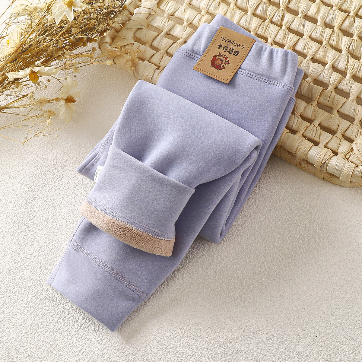 Children's Olympic fleece pants boys and girls autumn and winter warm pants medium and big children thickened fleece-lined long johns leggings wholesale