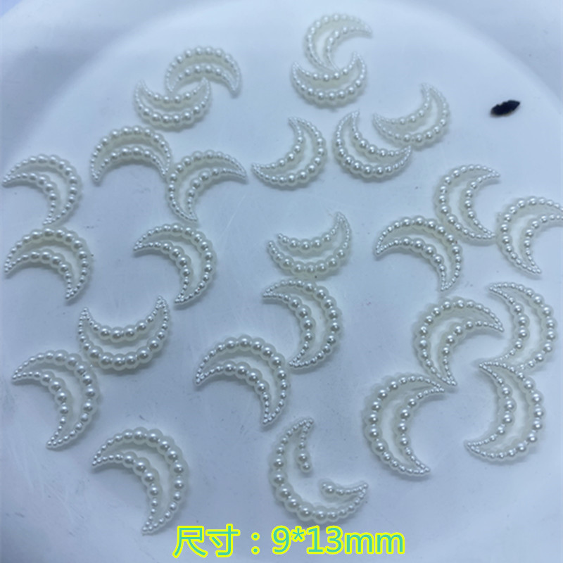 ABS hollow imitation pearl bow five-pointed star love moon hairpin headdress manicure phone case accessories material