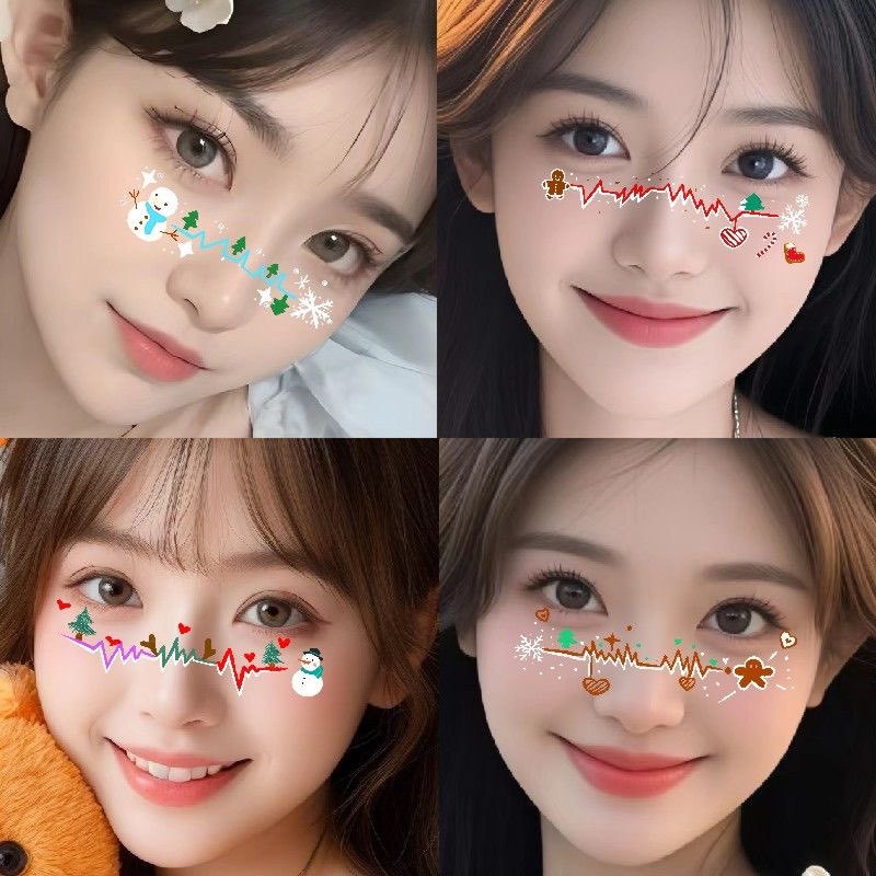 Valentine's Day Lantern Year of the Snake Tattoo Sticker Water Transfer Face Sticker Cartoon Cute Sticker Disposable Face Sticker