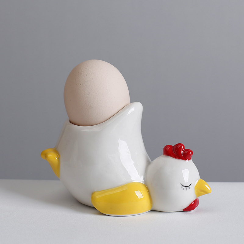 Cross-border Egg Holer Ceramic Cartoon Egg Holer Ornaments Beauty Makeup Egg Rack Creative Cute Breakfast Egg Cup Tableware