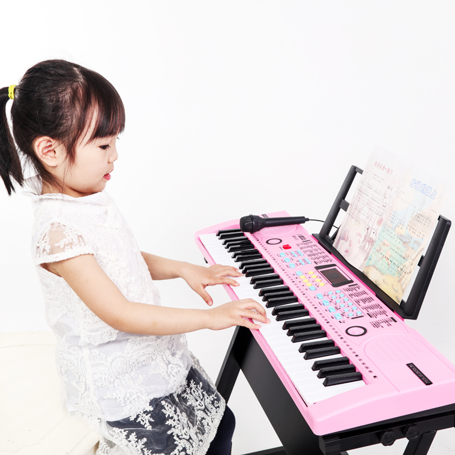 Wholesale Manufacturer 61-Key Children's Electronic Keyboard Can Be Connected to a Mobile Phone, Can Be Equipped with a Stand, Comes with Power Supply and Microphone Bd-612