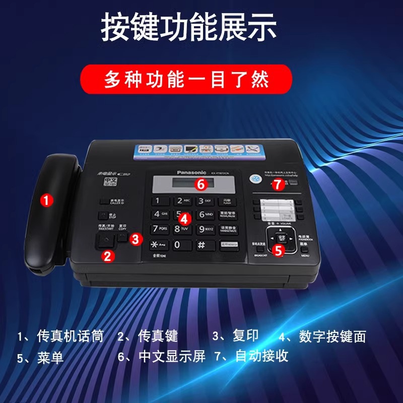 Panasonic's New 876 Fax Machine with Thermal Paper, Photocopying, Telephone Answering, Caller Id, and Automatic Paper Cutting