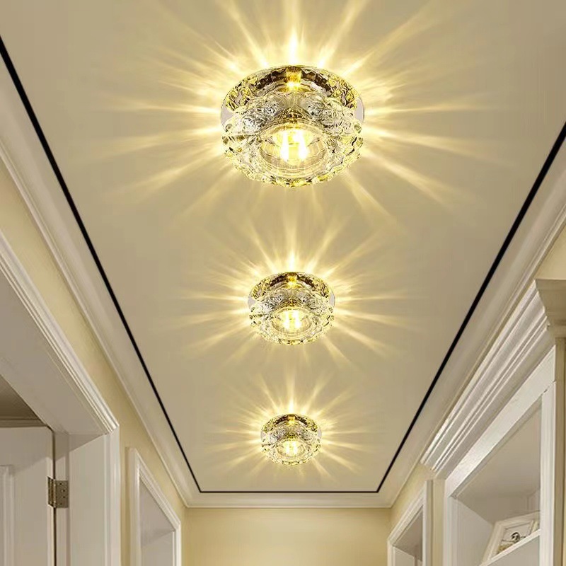 Led Crystal Spotlight Embedded Downlight Living Room Hole Light Ceiling Ceiling Light Entrance Aisle Light Corridor Light Wholesale