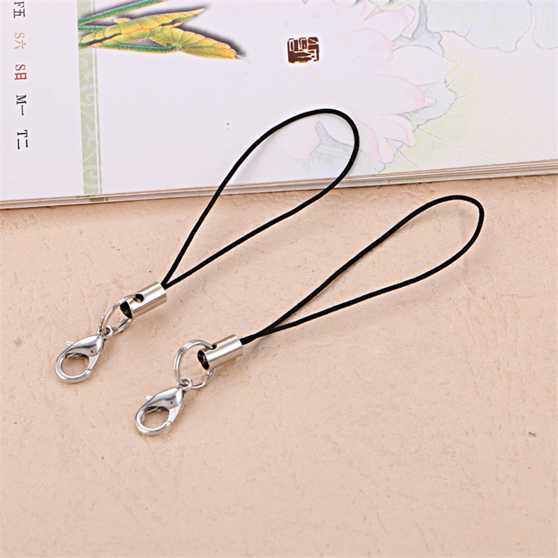 DIY Handmade Accessories Material Lobster Clasp Mobile Phone Rope Jewelry Black Lanyard Hanging Ring with Metal Buckle Sling Wholesale
