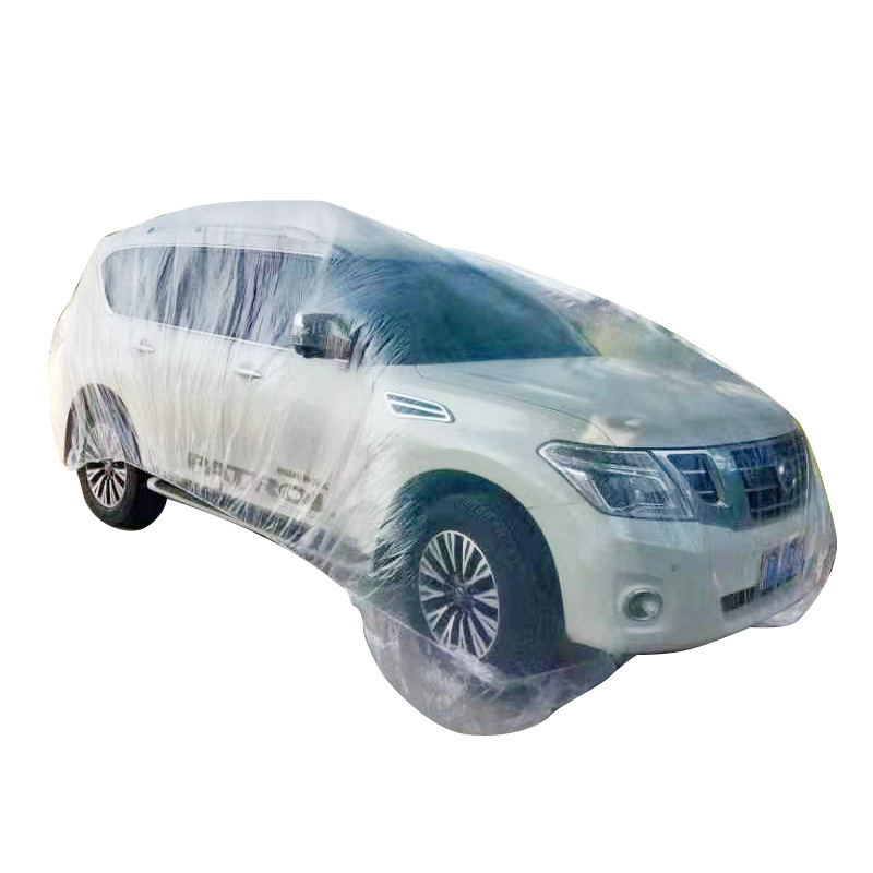 Wholesale car disposable car clothing cover full car transparent rainproof dust cover thickened universal plastic car clothing protection