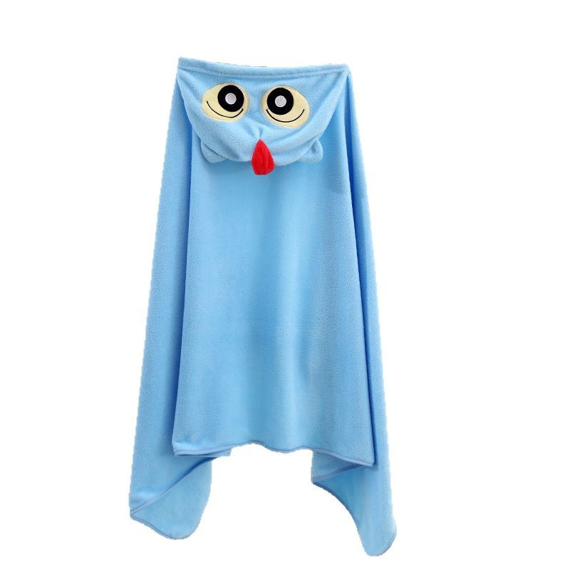 Cartoon Children's Wearing Bathrobe Baby Baby's Cloak Poncho Absorbent Soft Coral Fleece Hooded Children's Bath Towel