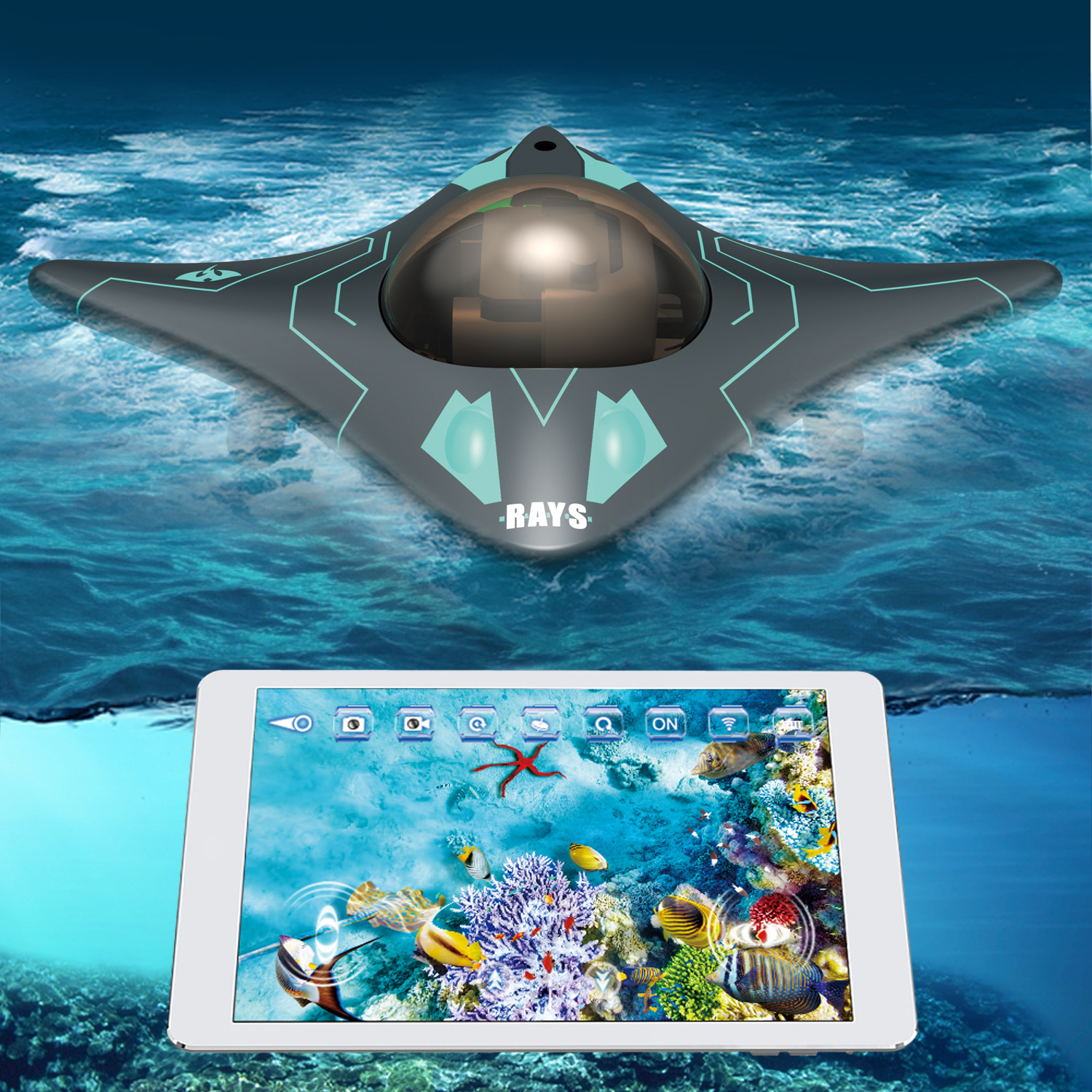 Cross-border new mini WIFI remote control six-way real-time transmission underwater camera boat Photo Video visual remote control boat