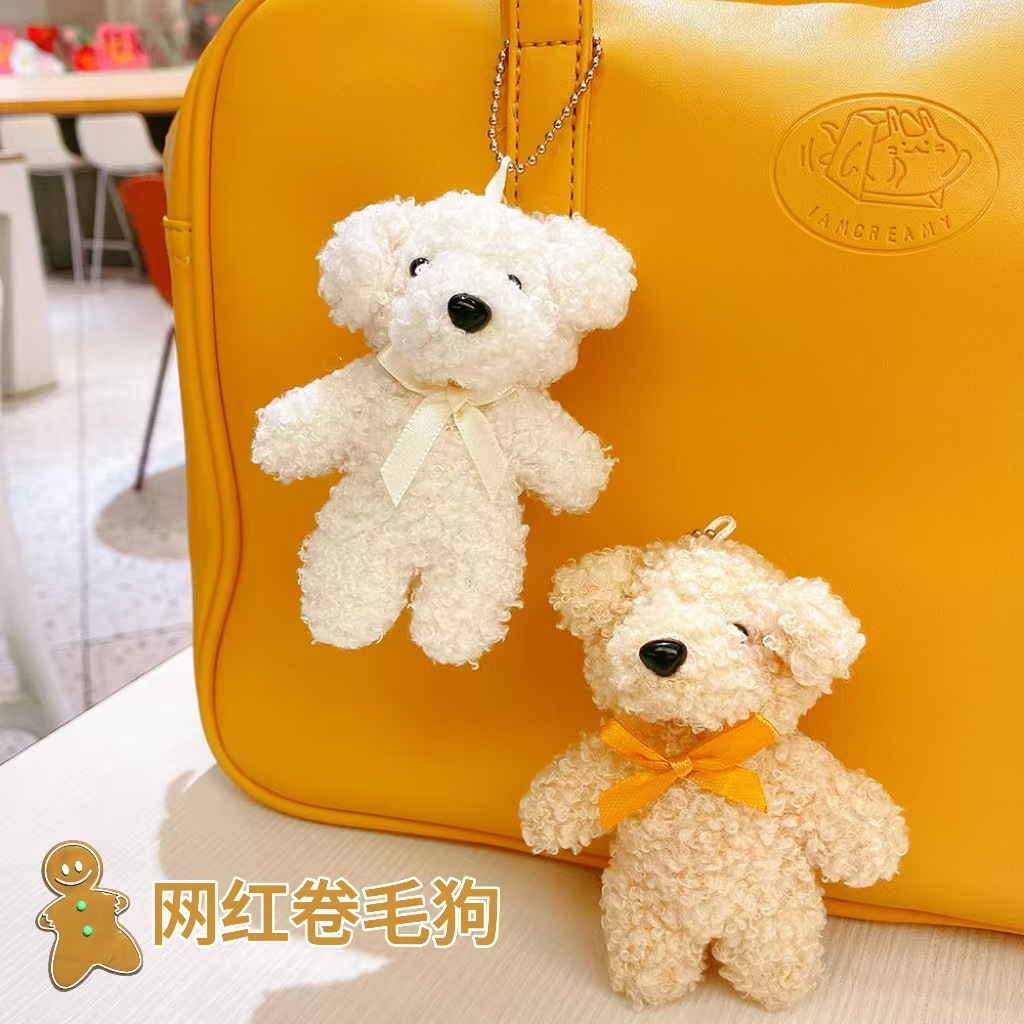 Cross Border Doll Pendant Rolled Plush Puppy Toy Children's Doll Cartoon Tie Teddy Bear Doll Backpack Hanging Ornaments