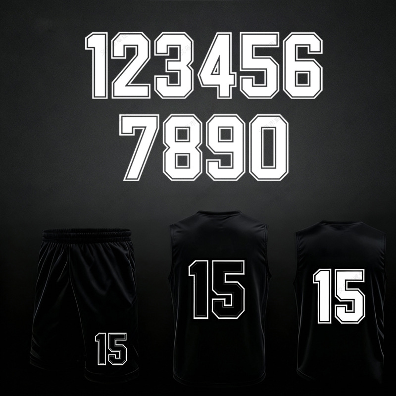 Cross-Border Clothing Jersey Digital Letter Pattern Heat Transfer Offset Printing Clothing Logo Heat Label Wholesale Can Be Customized