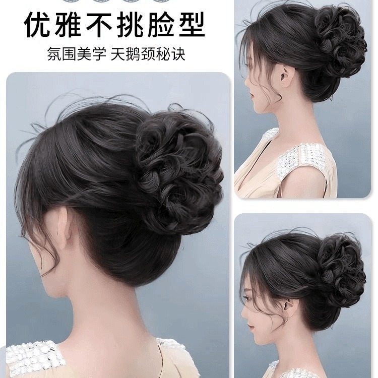Wig Claw Clip Hair Tie Bun Curly Hair Bun Short Curly Hair Claw Clip Bun Fluffy Hair Tie