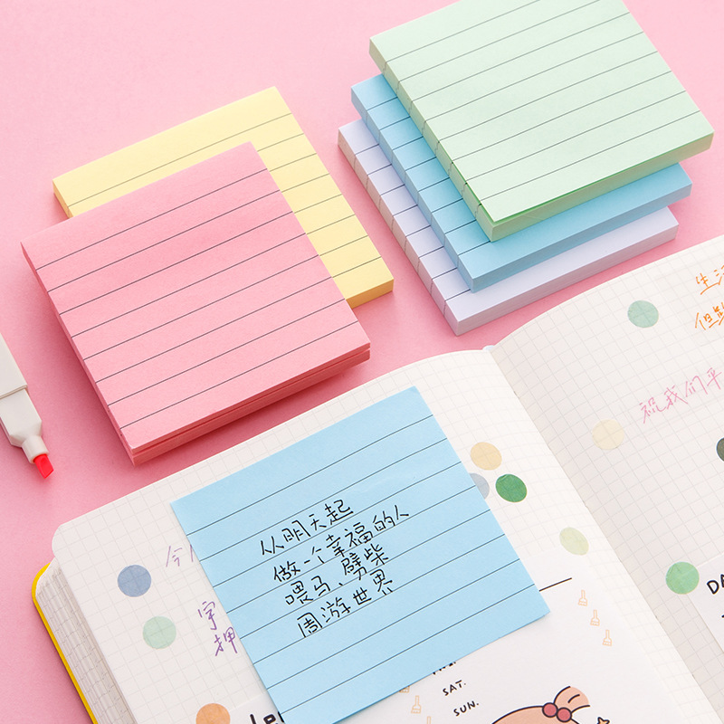 Student horizontal line cartoon office notes post-it notes cute striped notes can tear self-adhesive paper N times