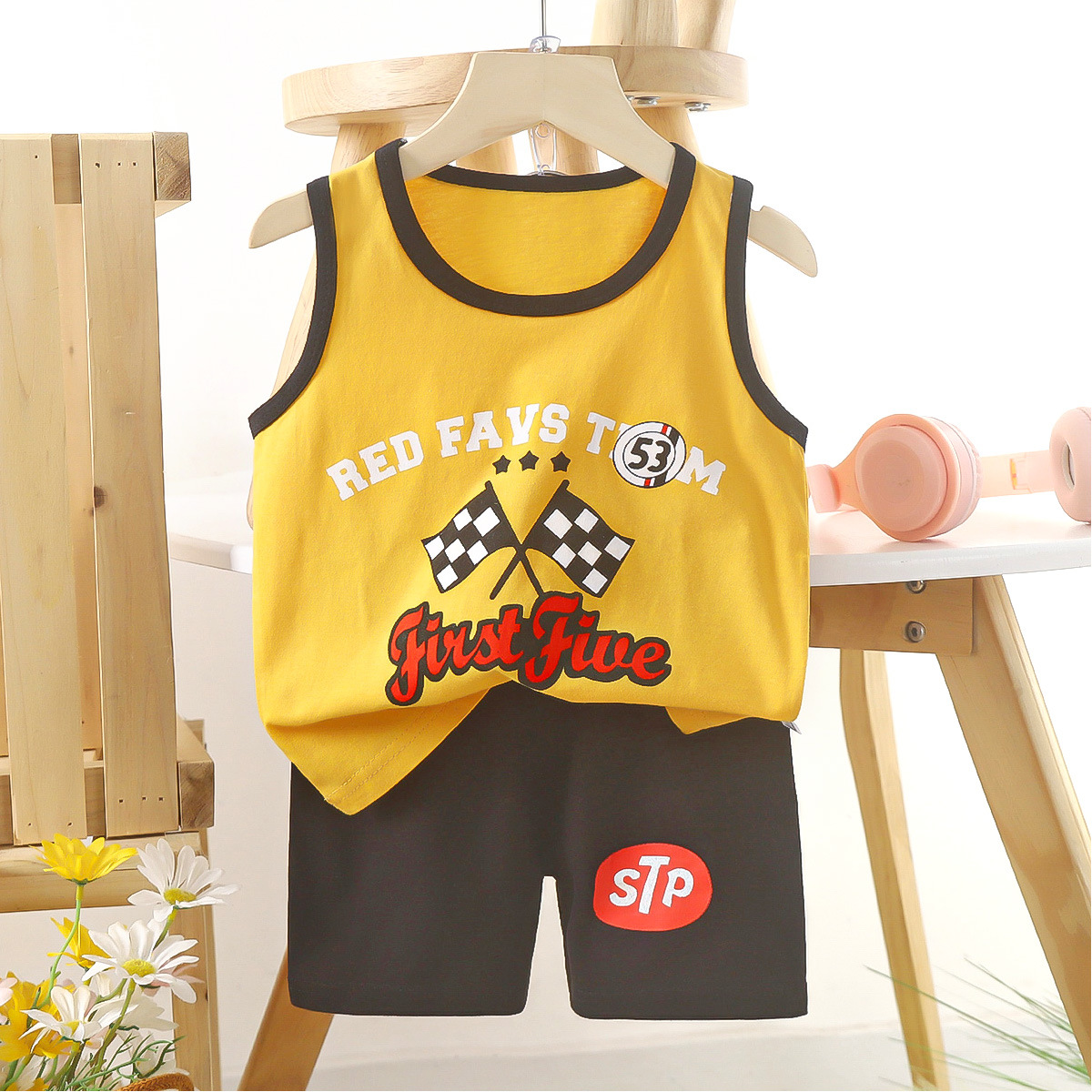 Children's Vest Set Pure Cotton Girls Summer Clothes Korean Style Kidsren's Clothes New 2025 Summer Boys Two-Piece Set Wholesale