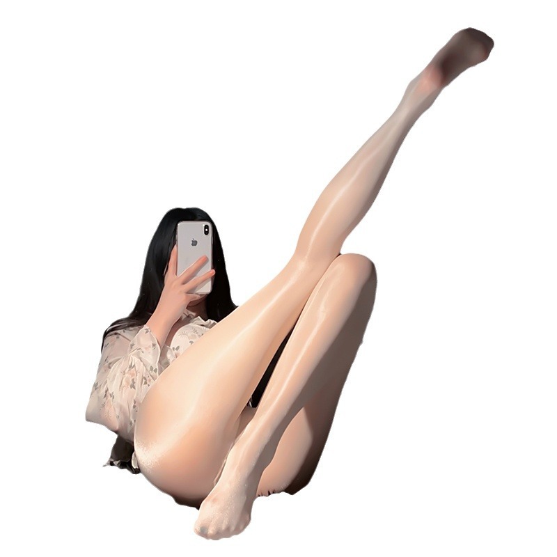 Sexy Shiny Silk Stockings Women's Black Shiny Silk Shiny Stockings Open Sentiment Uniform Easy to Tear Sentiment Crotch Openers Sentiment Underwear