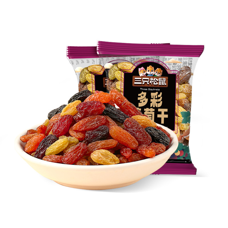 [Three Squirrels Colorful Raisins 27g] Leisure Snacks Xinjiang Specialty Snacks Dried Fruit Candied Healthy