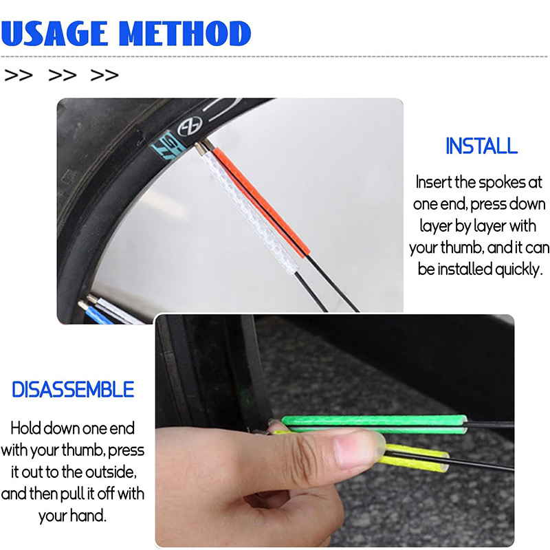 Bicycle colorful wheel reflective strip night riding hot wheel spoke reflective strip riding equipment dead flying steel wire card strip