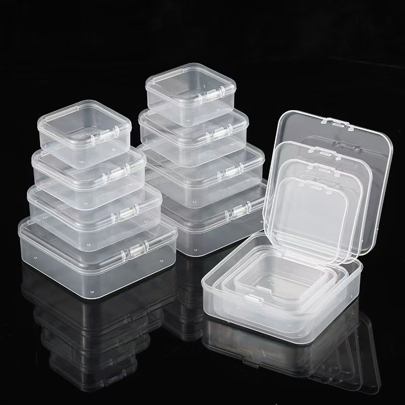 Plastic Box, Square Transparent Box, Earbud Packaging Box, Bean Storage Box, Jewelry Storage Box, Desktop Storage Box