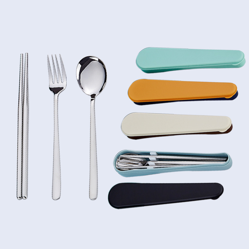 316 Stainless Steel Portable Tableware Small Man Waist Cyber Popular Spoon, Fork and Chopsticks Three-piece Set Student Travel Gift Tableware suit