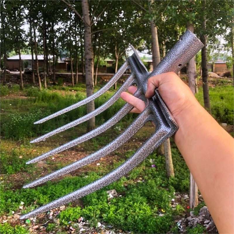 Thickened Steel Fork for Digging and Turning Soil, Manganese Steel, Full Four-Tooth Tool for Digging Ginger, Five-Tooth Tool for Digging Onions and Garlic, and Others