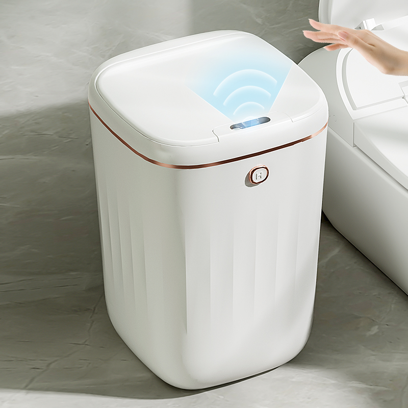 Automatic Intelligent Light Luxury Induction Trash Can with Lid Waterproof Household Living Room Kitchen Electric Trash 2023 Large