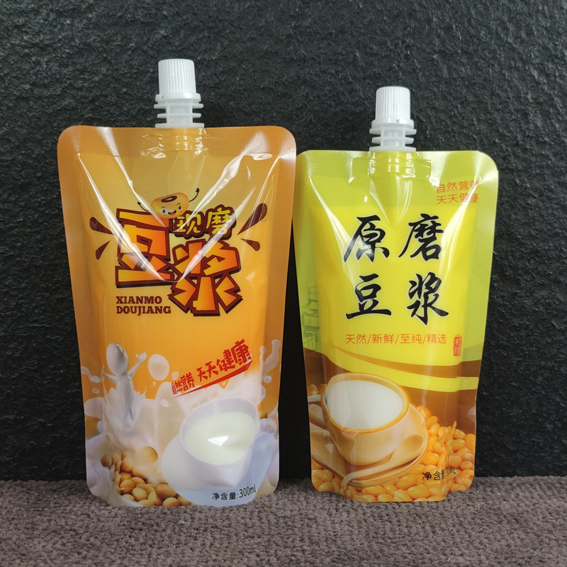 Original ground soybean milk bag self-supporting suction nozzle bag disposable commercial self-sealing bag fragrant soybean milk packaging bag wholesale
