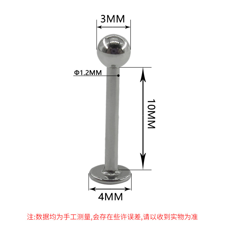 Meier Stainless Steel Lip Nail External Teeth Lip Nail Conventional Ear Bone Nail European and American Basic Ear Nail Human Puncture Jewelry Factory