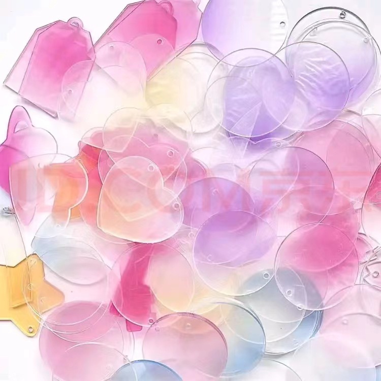 Laser transparent gradient goo Chuck factory wholesale diy chain small pendant keychain goo card sticker suit