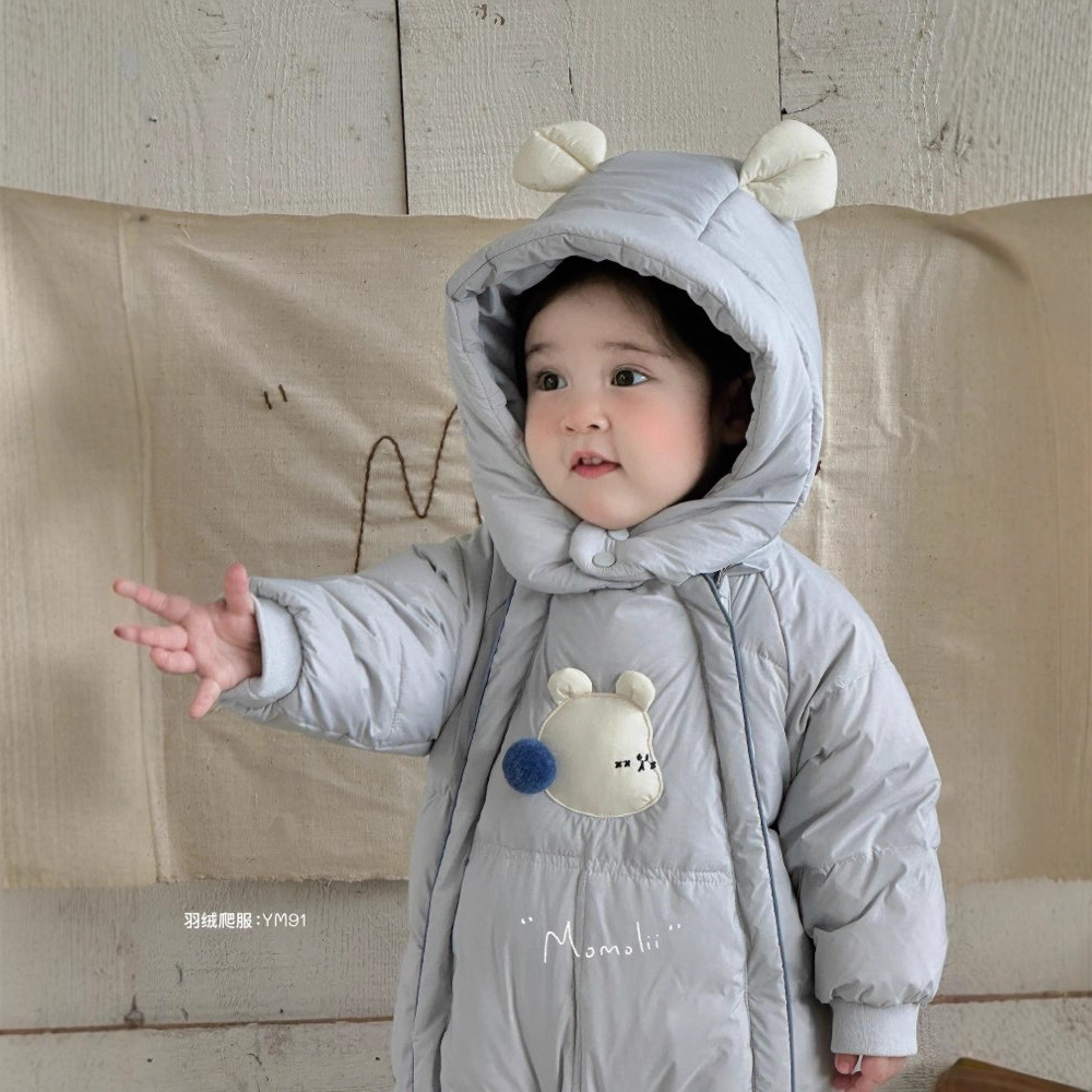 Комбинезон для новорожденных, утепленный, милый, зимняя одежда для мальчиков и девочек