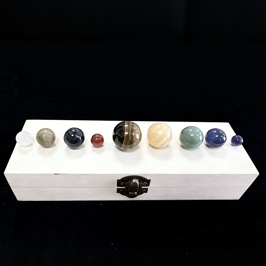 Natural Crystal Agate Nine Planets Universe Galaxy Solar System Planet Popular Science Planet Set Specimen
