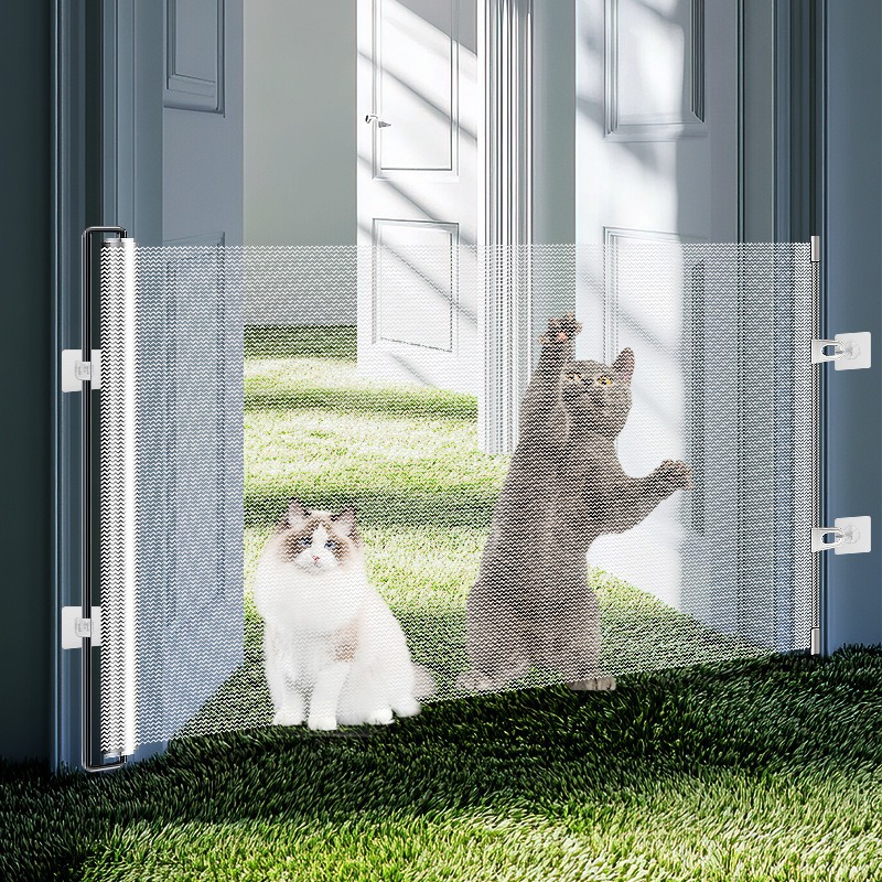 No-Drill Pet Fence, Cat-Proof Gate, Dog Fence, Indoor Isolation Barrier, Automatic Retractable Railing for Cats